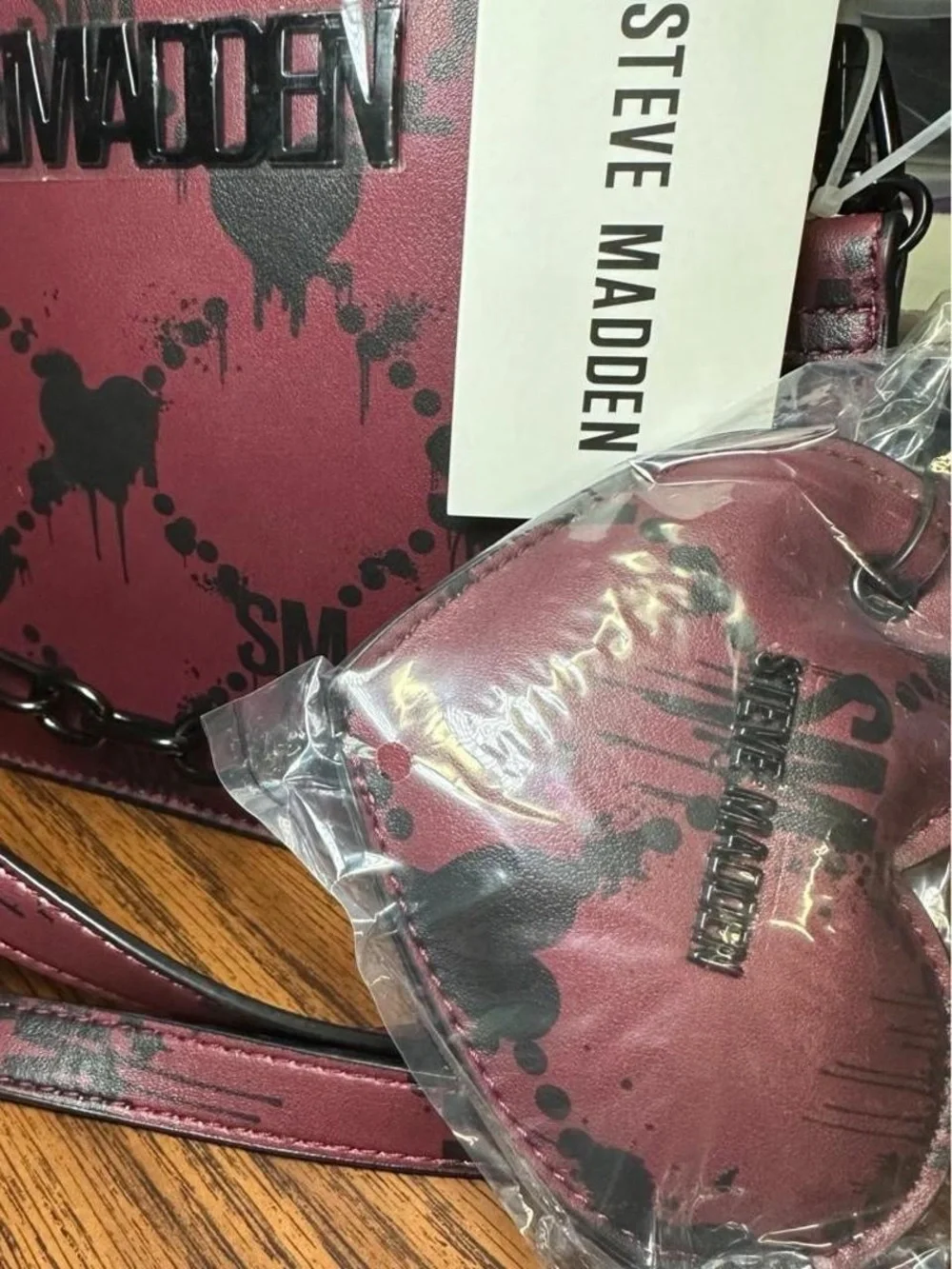 Steve Madden Wine & Black Bleeding Hearts Bevlyn Satchel, Halloween Edition